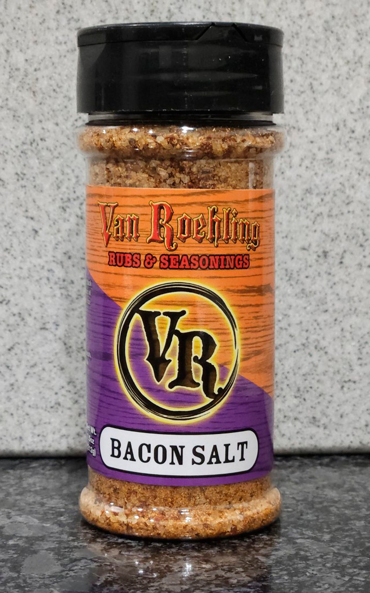Bacon Salt™ 7.5oz – Van Roehling Sauces & Rubs - VR Foods