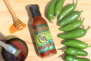 Van Roehling Honey Jalapeno Glaze and grilling sauce bbq barbecue texas flavor kid favorite chicken sweet and savory